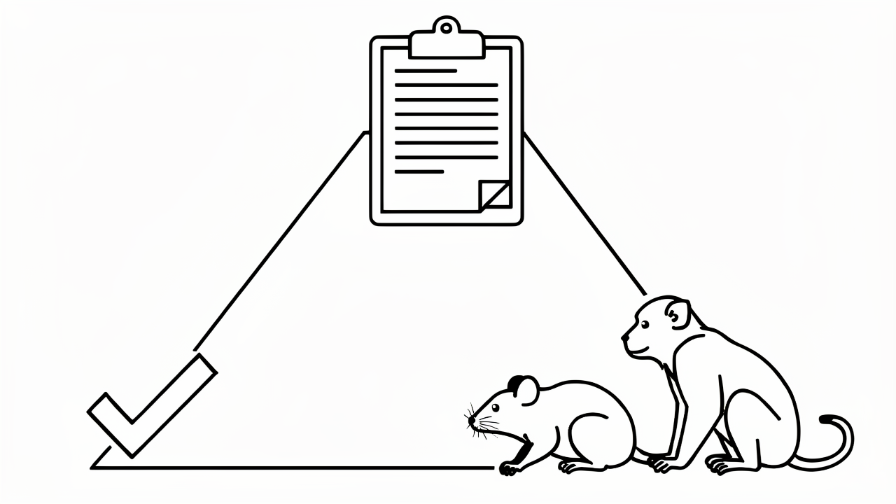 Nonclinical study design triangle showing protocol, rodent, and nonhuman primate components
